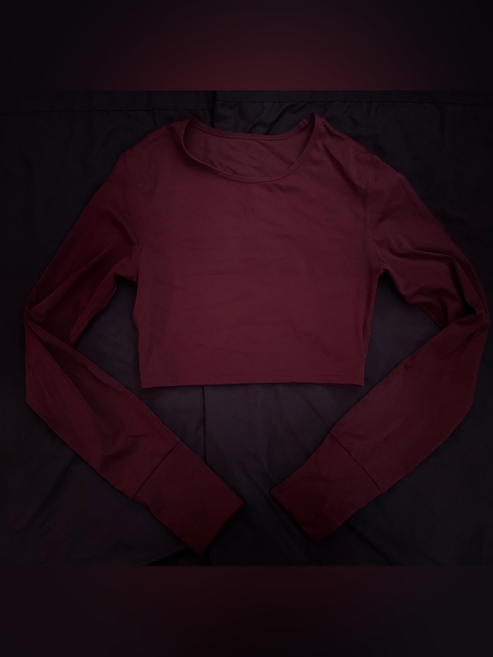 SHEIN Burgundy Long-Sleeve Crop Top